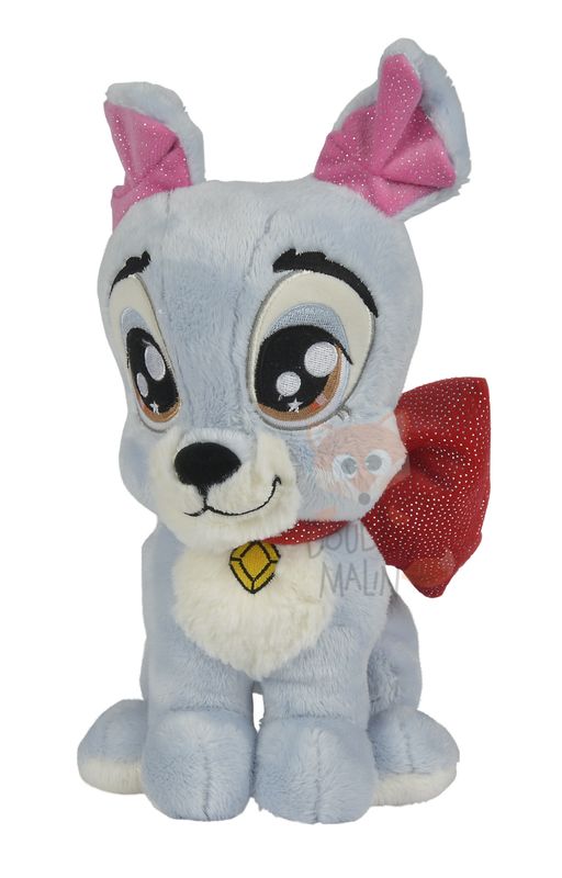 Glamour soft toy tramp grey dog red 25 cm 